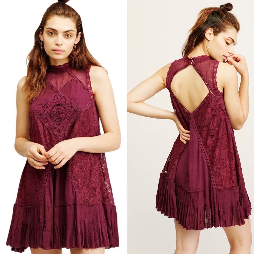 Free People One Angel Dress Burgundy